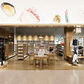 Stylish Shopping Mall Store Interior With Wooden Shelves Clothing Displays And Warm Lighting