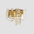 Elegant Gold Wall Sconce With Geometric Crystal Cuts And Illuminated Decorative Design