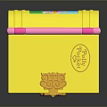 Colorful Pink And Yellow Decorative Storage Box With Gold Lock And Ornaments