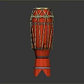 Stylish Red Drum Home Decor With Yellow Woven Ropes And Red Support Base