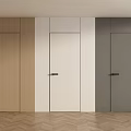 Modern Interior With Stylish Wooden White And Gray Hinged Doors On Herringbone Floor