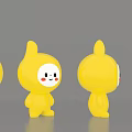 Cute Yellow Toy Figures Four Adorable Faces Standing Different Angles Design 3d model