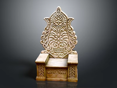 Ornate Carved Wooden Chair With Traditional Intricate Backrest Armrest Floral Pattern Design 3d model