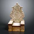 Ornate Carved Wooden Chair With Traditional Intricate Backrest Armrest Floral Pattern Design