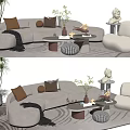 Quiet sofa tea table combination 3d model