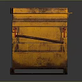 Orange Vintage Industrial Crate with Worn Finish Striped Base and Red Accents