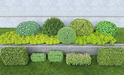 Modern Shrub Landscape Plant Combination Flower Mirror Plant Group Plant Collocation Spherical Shrub Green Belt 3d model