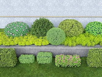 Modern Shrub Landscape Plant Combination Flower Mirror Plant Group Plant Collocation Spherical Shrub Green Belt 3d model