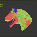 Orange Dinosaur Head Model With Black Spiky Protrusions Open Mouth Exposed Sharp Teeth 3d model