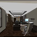 Luxury Warm Office Interior Design With Wooden Partitions And Built In Wine Bar Space