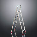 Silver Metal Step Ladder Furniture With Red Foot Pads And Stable Structure