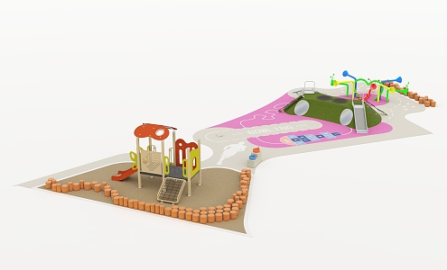 Amusement Equipment PE Board Little Doctor Soil Slope Slide Toy Amusement 3d model