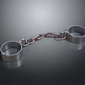 Sturdy Metal Handcuffs Hardware Tool with Chain and Durable Construction Design 3d model
