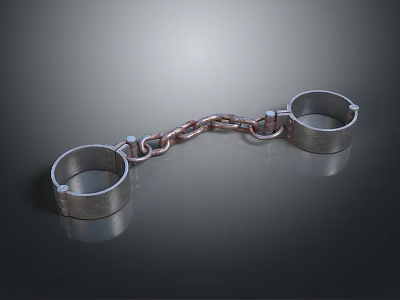 Sturdy Metal Handcuffs Hardware Tool with Chain and Durable Construction Design 3d model