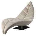 Red Leather Lounge Chair With Unique Leaf Shaped Design And Black Base 3d model