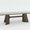 Modern Round Dining Table With Marble Top And Dark Legs Plus Matching Bench 3d model
