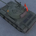 Vintage Green Military Tank With Red Flag And Yellow Star Decoration