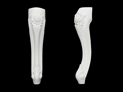 White Ornate Carved Decorative Column Legs With Intricate Floral Patterns 3d model