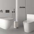 Modern Poliform Toilets Featuring Sleek Design Flush Plate and Toilet Brush