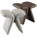 Modern Accent Chairs With Gray Fabric Brown Leather And Unique Cross Leg Design