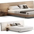 Modern Double Bed Designs With Light Dark Headboards Striped Bedspread Pillows And Bedside Tables