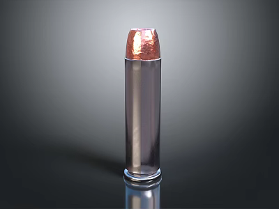 Weapon Bullet with Silver Casing and Copper Head 3D Model on Dark Background 3d model