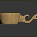 Elegant Handcrafted Wooden Mug With Intricate Carved Patterns And Unique Curved Handle