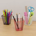 Silver And White Desk Organizers With Stationery Tools And Scented Candle