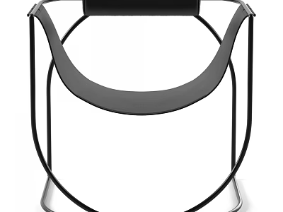 Modern Single Chair With Black Metal Frame And Curved Leather Seat 3d model