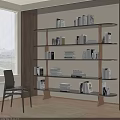 Modern Open Multi layer Bookcase With Wooden Frame And Stacked Books Near Window