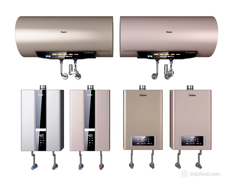 Haier Modern Wall Mounted Electric Gas Water Heaters Gold Silver Essential Household Appliances 3d model 