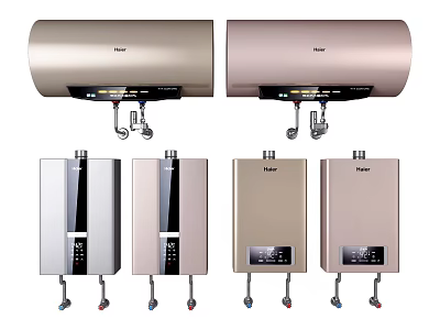 Haier Modern Wall Mounted Electric Gas Water Heaters Gold Silver Essential Household Appliances 3d model
