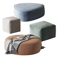 Modern Ottoman Poufs in Round Square Shapes with Soft Fabric and Cozy Textile Covers