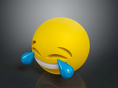 Yellow Smiling Emoji With Blue Tears Laughing And Crying Expression For Daily Use 3d model