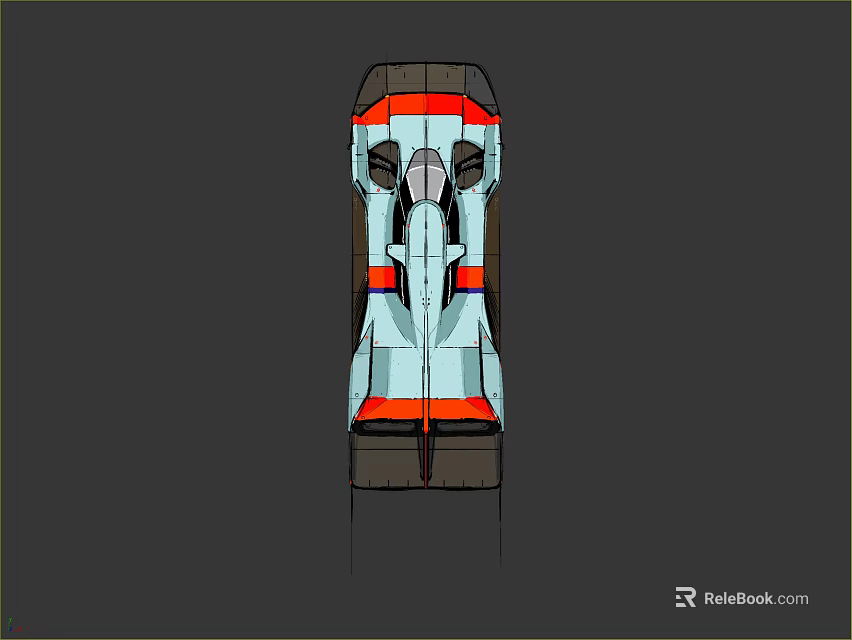 Futuristic Concept Car With Streamlined Front And Blue Red Stripes Design 3d model 