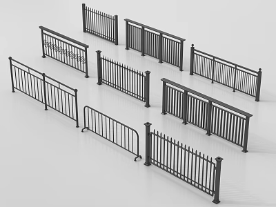 Various Metal Railings With Different Designs For Home And Garden Use 3d model