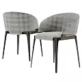 Modern Upholstered Dining Chairs With Textured Fabric And Black Metal Legs