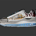 Modern Stylish Sneakers with Light Beige Upper Blue Laces Air Cushion Sole and Colorful Accents