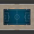 Football Court Construction With Blue Surface White Markings And Surrounding Fences