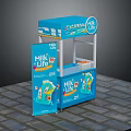 Blue Milk Life Promotion Stand With Product Displays And Brand Logo