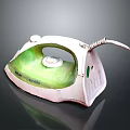 Vintage Electric Iron With Pink Green Body Handle And Power Cord