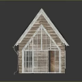Wooden House Exterior With Mossy Roof Wooden Walls And Glass Door