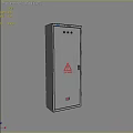Industrial High Voltage Electrical Cabinet With Gray Enclosure Red Warning Sign And Top Indicator Lights