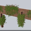 Lush Green Vines With Pink Flowers Covering Brick Wall And Pillars