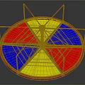 Colorful Round Rotating Playground Equipment Featuring Red Yellow Blue Sections And Red Frame