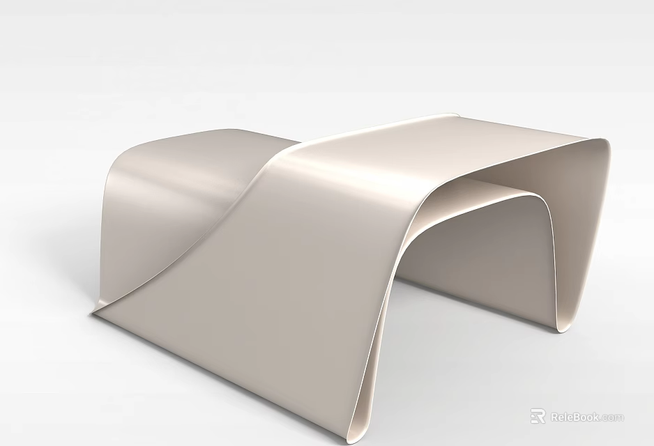 Modern Minimalist Leisure Chair With Curved Streamlined Design And Smooth Light Finish 3d model 