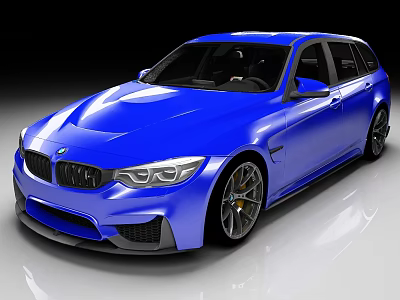 Blue BMW Sports Wagon With Sleek Body Design And Alloy Wheels 3d model