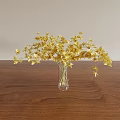 Elegant Yellow Flower Arrangement In Transparent Vase On Wooden Table Home Decor