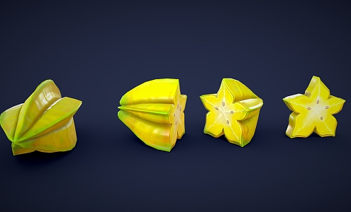 Cartoon carambola low poly carambola stylized carambola cartoon fruit low poly fruit 3d model