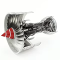Detailed Cutaway View of Turbine Engine Featuring Red Cone and Metallic Internal Structure